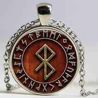 Vintažinė vikingų taikos rune Runic Circle pakabukas karoliai, stikliniai kabošono karoliai, vyriški papuošalai