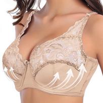 Nėriniuota liemenėlė didesnio dydžio liemenėlė Moteriški apatiniai drabužiai Bralette Crop Top Sexy Moteriška Liemenėlė Didelė BH vamzdinė viršutinė moteriška Push Up liemenėlė Suvarstoma liemenėlė 36/80BC smėlis