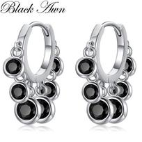 Juoda Awn Black Stone Juvelyriniai žiediniai auskarai moterims