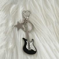 Guitar Love Heart Star raktų pakabukas vyrams, moterims, mielas, madingas pakabukas juoda