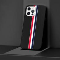 Telefono dėklas Apple Iphone 14 11 13 Pro Max 12 Mini Xr 7 8 +Se 2020 Xs 6 6s Plus Sports Brand Stripes Silikoninis juodas dangtelis iPhone XR