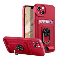 Kortelės lizdo piniginės krepšio magnetinis dėklas, skirtas iPhone 11 14 Pro Max žiedo laikiklio dangtelis, skirtas iPhone Se 2022 Xr 12 13 Pro Xs Max Case Funda For iPhone 8 Plus raudona