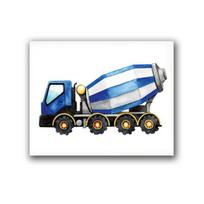 Statybinė transporto priemonė Akvarelė Sienų dailė Drobė Tapyba Savivartis Ekskavatorius Buldozeris Plakatas Nuotrauka Vaikų kambario apdaila 21x30 No Frame