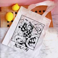 Demon Slayer Kimetsu No Yaiba Nezuko shopping bag tote grocery cotton bag ecobag sac cabas shoping reciclaje sac tissu 24*26cm gray