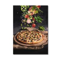 Virtuvės plakatas Picos kepsnių salotos Hamburgerio paveikslėlis Restoranas Sienų spausdinimas Vakarų maisto tapyba 21cm×30cm NoFrame