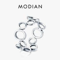 Modian 925 Sterling Sidabrinis netaisyklingas apvalus pirštų žiedas Madingi vakarėlio aksesuarai Moterims Fine Statement Juvelyrinė dovana 5 sidabras