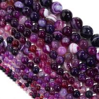 Violetinės juostelės onikso agato akmens karoliukai, 4–12 mm laisvi karoliukai papuošalams gaminti „pasidaryk pats“ 15 colių pluoštas Dia 6mm