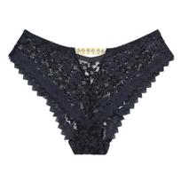 Sexy Floral Lace Thong Breathable Comfy Bling Bling Rhinestone Decor Panties S M L Xl Briefs XL juoda
