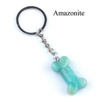 1Pc Reiki Healing Natural Stone Keychain Key Finder Bone Shape Crystal Gemstone Pendant Key Chain for Decor Phones, Bag, Halloween Gifts 20×34 mm 1Pc/20x34mm