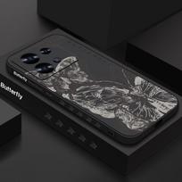 Drugelio rašto dėklas Xiaomi 13t 11t Poco F3 X6 X5 F6 Pro Redmi Note 13 12 11 14 Pro 5G atsparus smūgiams, minkštas TPU, su dirželiu Redmi Note 13 4G juoda
