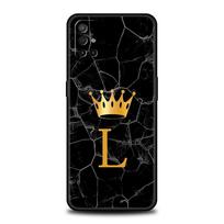 Phone Case For OnePlus 11 10 9 Pro 9T 12R 10R 9R 9RT 10T 8T 8 7 6T 7T Nord 2T CE 2 5G N200 N10 N100 Cover Crown Letter A To Z OnePlus 7T black