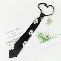 Flower Printed Tie Shirt Preppy Style Female Student JK Tie juoda
