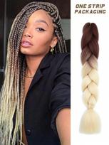Sintetiniai 32 colių Ombre spalvos sintetiniai plaukų pynimai, iš anksto ištempti Jumbo Braiding plaukų priauginimai, skirti kasdieniam naudojimui „pasidaryk pats“ 32inch