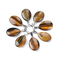 Plokščias lašo formos pakabukas - Natūralaus kristalo agato lašo formos pakabukas „pasidaryk pats“ papuošalų gamybai, madingas vėrinys (1Pcs)Tigers Eye