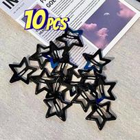 10 vnt mergaičių juodos ir pilkos spalvos žvaigždės Bobby Pin plaukų segtukas Cool Charm Metal BB plaukų segtukai Moteriai Pentagram Harajuku galvos apdangalų priedai 10pcs juoda