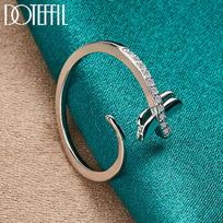 925 Sterling Silver Dragonfly AAA Zircon Open Ring Fashion Wedding Jewelry Opening black