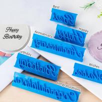 6 vnt Tortų kepimo formelės Abėcėlės raidės Žodžiai Sausainių presas Antspaudas Reljefinis Pjaustyklė Fondant Forma Su gimtadieniu Torto puošmena