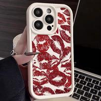 Madingas raudonų lūpų rašto TPU minkštas telefono dėklas iPhone 16 Pro Max 15 Plus 14 Pro 13 12 11 XR XS 8 7, apsauga lęšiui, smūgiams atsparus matinis buferio dangtelis iPhone 11