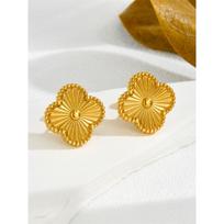 New Dopamine Flower Earrings Do Not Lose Colour Senior Female Personality Simple Jewelry Four-Leaf Clover Titanium Steel Earrings