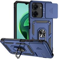 Dėklas Xiaomi Redmi 13C, slankiojantis objektyvo apsauga, smūgiams atsparus šarvuotas telefono dėklas, skirtas Xiaomi Redmi 13C 13 C Redmi13C, dangtelis su žiedu-laikikliu For Redmi 13C mėlyna