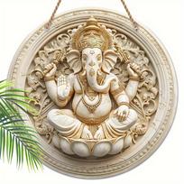 1pc 2d Flat Classic Style Ganesha Wall Art - 20cm Manufactured Wood Decorative Sign & Plaque for Diwali Multipurpose Use, No Electricity Needed, Ideal 20cm*20cm