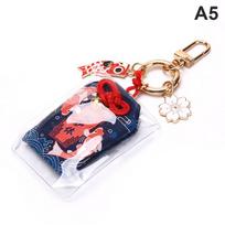 1X Omamori Maneki Neko Dispel Misfortune Lucky Key Holder Keyring Keychain Gifts