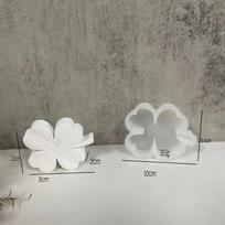 Lucky Grass Candle Silicone Mold DIY Four Leaf Grass Car Mounted Incense Expanding Gypsum Concrete Cement Plaster Resin Molds Small gray