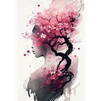 Japonijos Sakura Sienos Menas Plakatas Spaudinys Drobės Tapyba Rožinė Vandens Spalva Vyšnių Žiedų Estetinis Vaizdai Svetainės Dekoras 21cm×30cm NoFrame