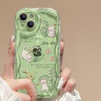 Slėnio lelijų katės apyrankė Tinka Apple 15 mobiliojo telefono dėklui IPhone 16pro Skaidrus silikonas 13 Vasara 11/12 Anti-drop iphone 16 beige