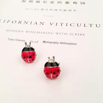 E924 Trendy Korean Earrings: Strawberry, Watermelon, Ladybug, Red Oil Drop Design for Women