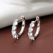 Zircon Inlaid Ear Cuffs: Stylish European & American Women's Earrings with Korean High-End Flair sidabras