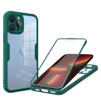Prabangus 360° pilnai apsaugantis dėklas iPhone 16 15 14 Plus 13 12 Pro Max dvipusis minkštas dėklas iPhone 11 X XR XS Max For iPhone 16Pro Max žalia
