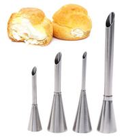 4Pcs Eclair Puff Nozzles Cupcake Filling Tube Pastry Syringe Cream Piping Tips 4 Pcs