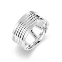 Vyriškas Madingas Minimalistinis 10mm Titano Plieno Groovuotas Apvalus Lanko Žiedas - Europos ir Amerikos Stilius Size 8 sidabras