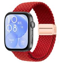 Nailoninis pintas dirželis Huawei Watch Fit 3/4/4 pro laikrodžiams, magnetinis reguliuojamas patogus dirželis Huawei Watch Fit 4/3 laikrodžiams, apyrankės dirželis Huawei Watch Fit 3 raudona