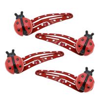 4PCS Ladybug Hair Barrettes for Casual Formal Festival Hair Clip Women Girl Hair Styling Tool Nonslip Sidepin Headdress raudona