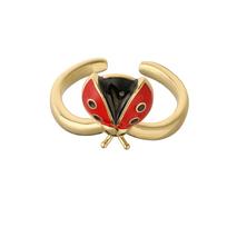 Adjustable Openable Ladybugs Ring Colorful Drip Enamel Detailing Lightweight Copper Jewelry For Women Girls Fashion Accessories B