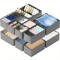 Tarptautinis audinio apatinių stalčių organizatorius - Didelės talpos stalčių skirtukas kojinėms ir apatiniams Small (14x14x12) tamsiai pilka spalva