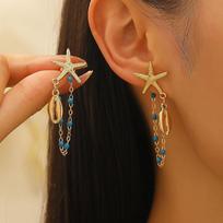 Bohemian Vacation Beach Style Sea Star Turtle Earrings For Women 1 pair