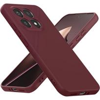Minkštas skysto silikono telefono dėklas Xiaomi 15T / 15T Pro, apsauginis nuo smūgių Xiaomi 15T tamsiai raudona spalva