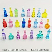 50 vnt. akrilinių kūrybinių imitacinių papuošalų mažų buteliukų, „pasidaryk pats“ dekoravimo priedai, mini ornamentai mikropeizažams - mišrių stilių ir spalvų 50pcs