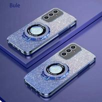 Blizgus dengtas magnetinis laikiklis telefono dėklas, skirtas Samsung Galaxy A16 A26 A36 A56 A06 A15 A25 A35 A55 A14 A24 A34 A54 4G 5G dangtelis A15 4G or A15 5G mėlyna