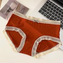Lady Spring and Autumn Cotton Anti Bacterial Breathable Red Middle Waist Triangle Briefs M