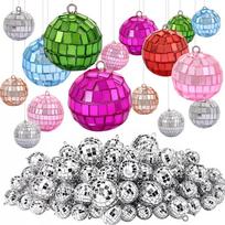 Reflective Disco Mirror Ball - Hanging Glass Sphere for Parties, Clubs, and Christmas Decor Silver 2cm Ball sidabras
