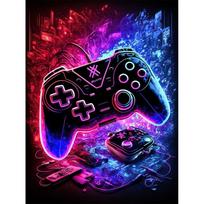 Colorful Neon Light 5D DIY Diamond Painting Kit Game Machine Sticking Diamond Embroidery Handmade Mosaic Home Decoration Round 20x30cm