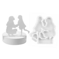 Silicone Mold For Gypsum Mom Child Plaster Casting Mold Candlestick Mold Mother And Daughter Mold Candle Holder Mold For DIY United States white
