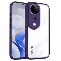 Vivo V40 5G V2348 Case Air Cushion Shockproof Silicone Bumper Clear Matte Back Cover Hard Phone Case for Vivo V40 Pro 5G V2347 Pc + tpu&vivo V40 Pro violetinė