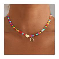 Karoliukų Choker Kaklo Papuošalas Moterims Spalvingas Karoliukų Kaklo Papuošalas su Raidės Pakabuku Širdelės Raidės Choker Gimtadienio Dovana Mergaitėms Žmonai Merginai D