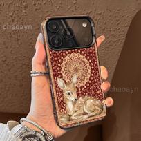 Persų kilimo elnias Telefono dėklas dėklas skirtas iPhone17 16 15 14 13 12 11 Pro/ Max/Plus atsparus smūgiams galinis dangtelis apsaugantis nuo pirštų atspaudų iPhone 17
