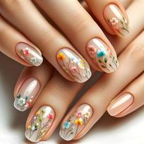 24 Pieces Press on Nail Flower False Nail Full Cover Stick on Nail Easy To Apply Manicure Nail Art For Various Occasion 1